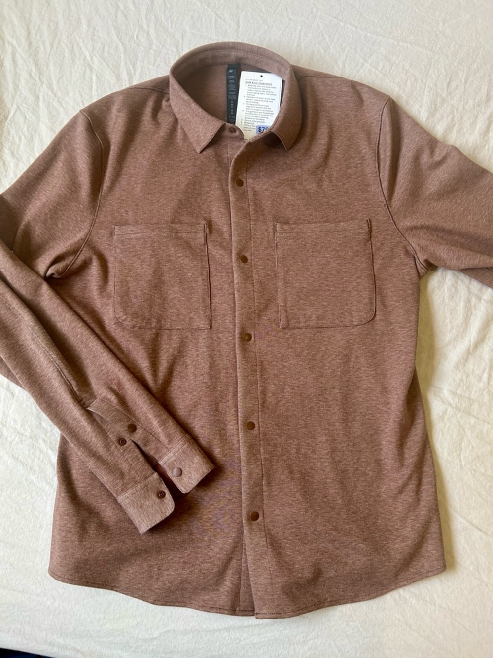 Men's Lululemon Knit Dress Shirt. Large Red/Brown NWT